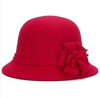 Foto 1 | Gorro Huoguo Otoño Invierno Vintage Lana Imitación Flor Rojo - Venta Internacional.