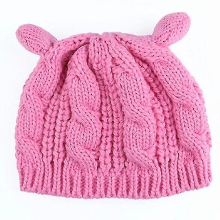 Foto 1 | Gorro Huoguo Boina De Lana Con Forma De Orejas De Gato Retorcidas Tejida Rosa - Venta Internacional.