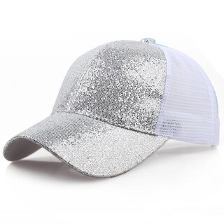 Foto 2 | Gorra De Béisbol Huoguo Con Lentejuelas Moño Desordenado Y Brillante Sombrero Para Mujer - Venta Internacional.