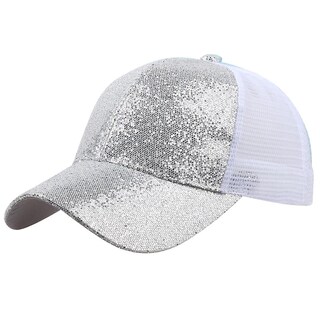 Foto 4 | Gorra De Béisbol Huoguo Con Lentejuelas Moño Desordenado Y Brillante Sombrero Para Mujer - Venta Internacional.