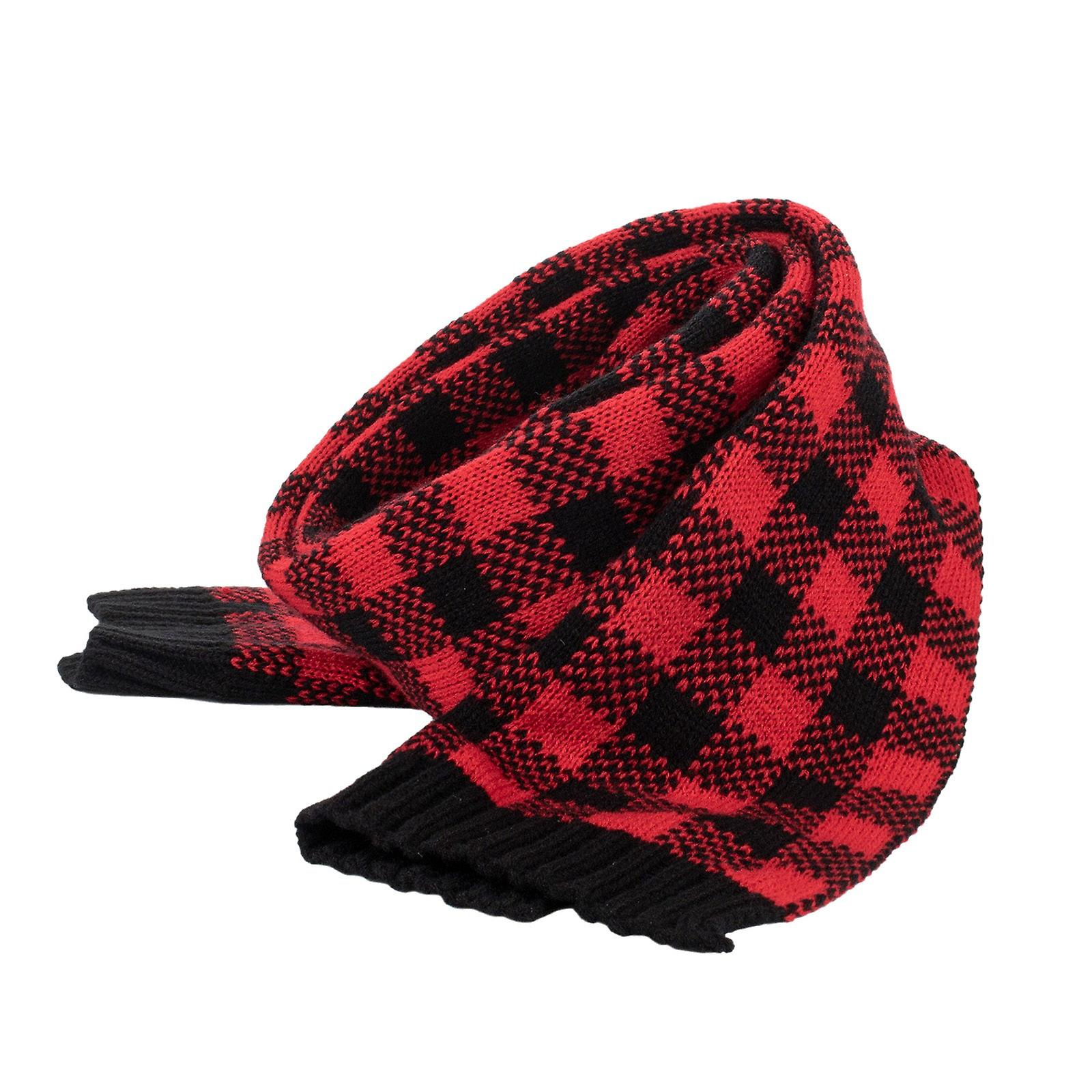 Foto 6 pulgar | Conjunto De Gorro De Invierno Huoguo  De Punto A Cuadros  Rojo Y Negro  Unisex - Venta Internacional.