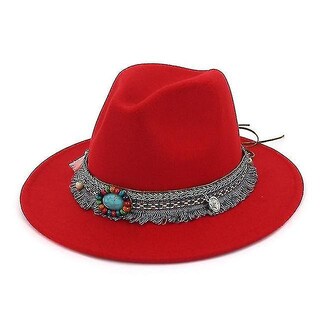 Foto 1 | Gorras Huoguo Jazz Para Mujer Estilo Bohemio De Lana Color Rojo - Venta Internacional.