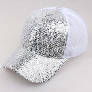 Foto 3 | Gorra De Béisbol Huoguo Con Lentejuelas Moño Desordenado Y Brillante Sombrero Para Mujer - Venta Internacional.
