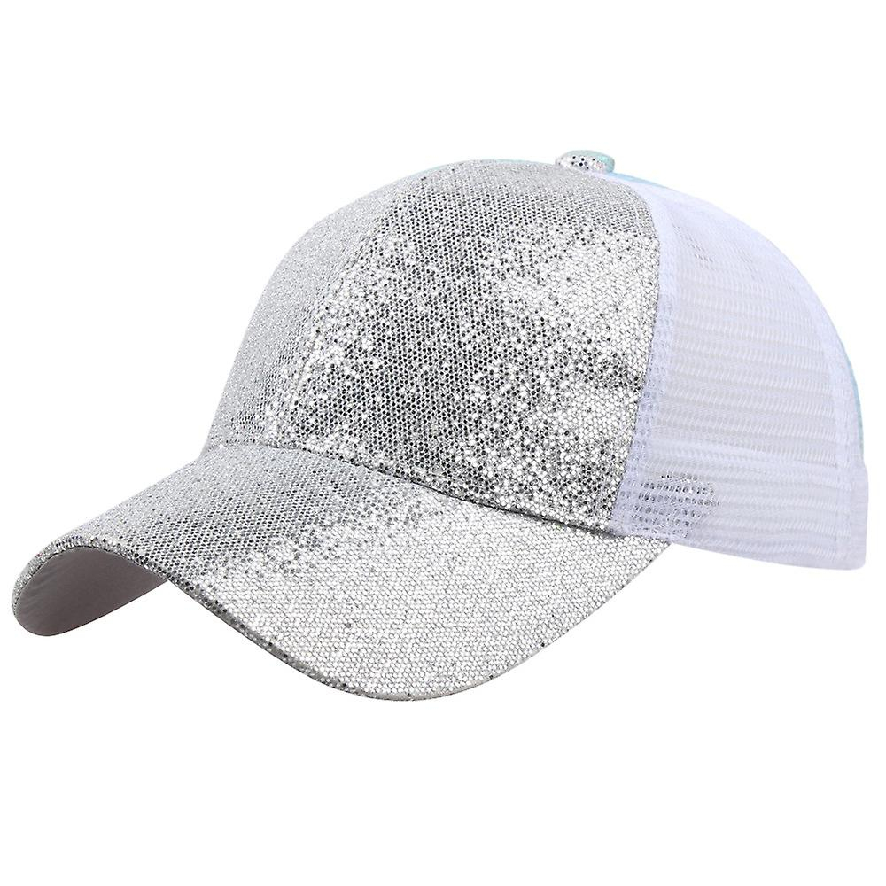 Foto 5 pulgar | Gorra De Béisbol Huoguo  Con Lentejuelas  Moño Desordenado Y Brillante  Sombrero Para Mujer - Venta Internacional.