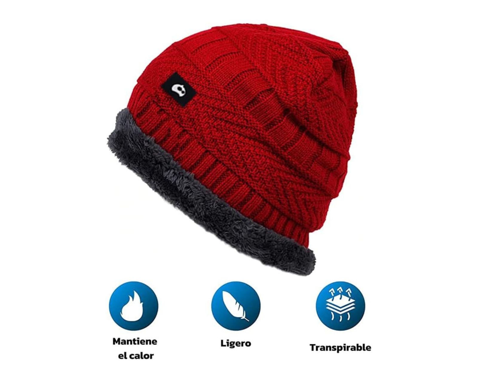 Foto 4 pulgar | Gorros de Invierno Bluelander con Bufanda color Rojo Forro de Lana