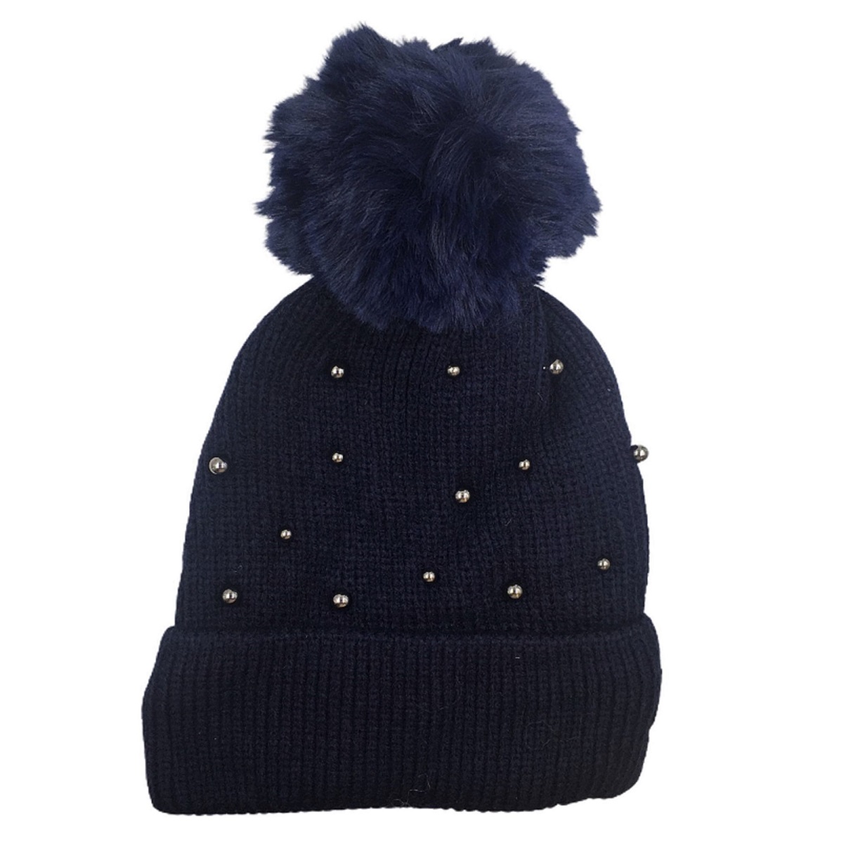 Gorro Bonete Dama Perlas Liso Fh1005 Azul