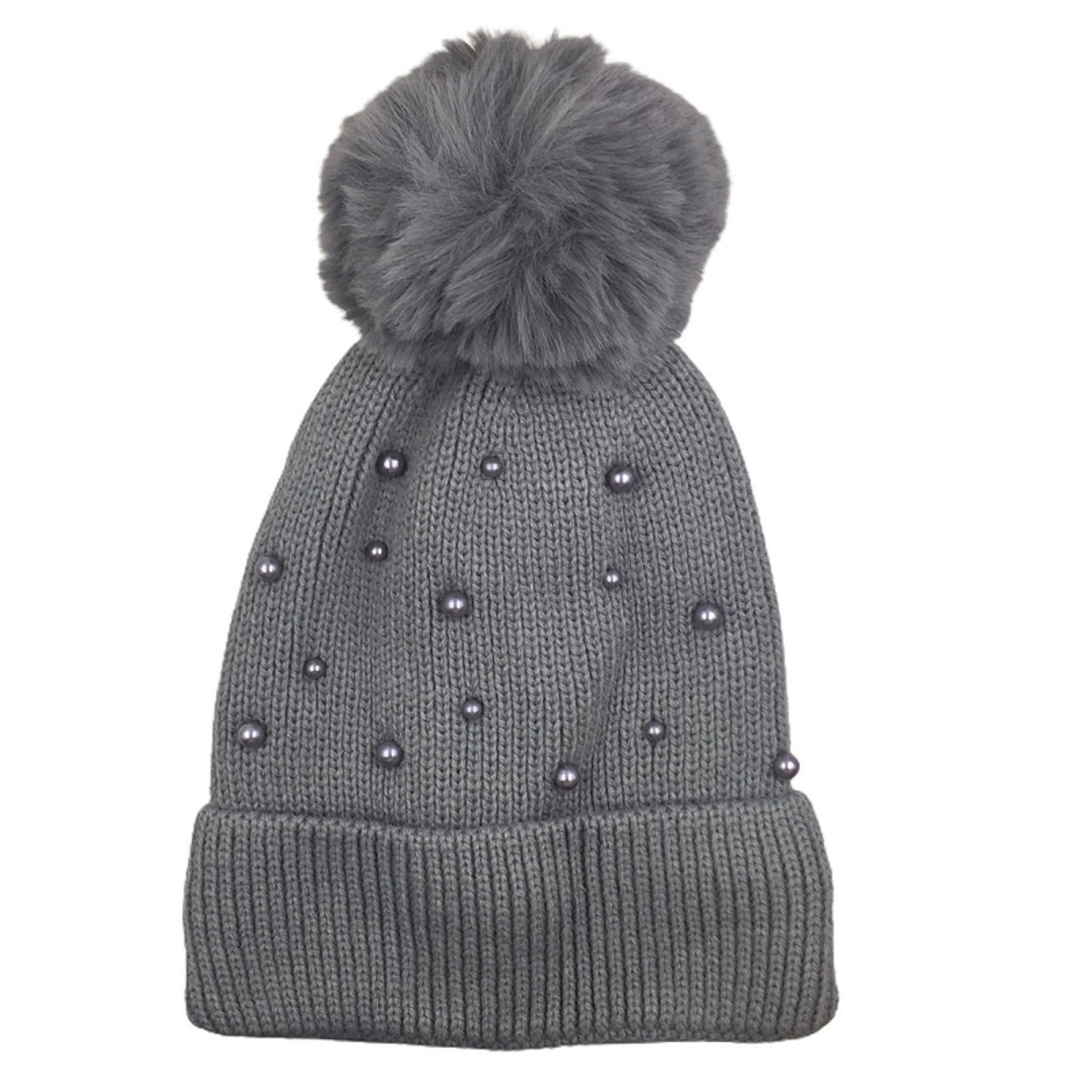 Gorro Bonete Dama Perlas Liso Fh1005 Gris