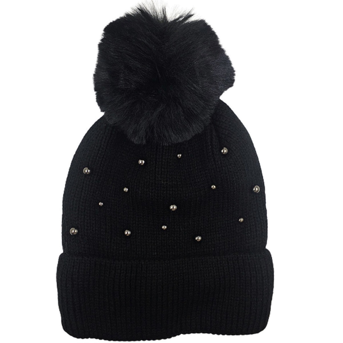 Gorro Bonete Dama Perlas Liso Fh1005 Negro