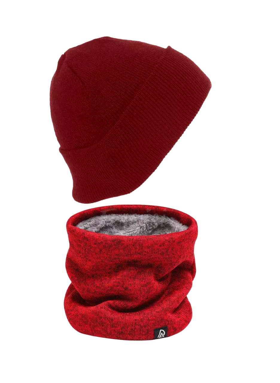 Gorro + Bufanda Tejidos Unisex 2 Piezas Rojas