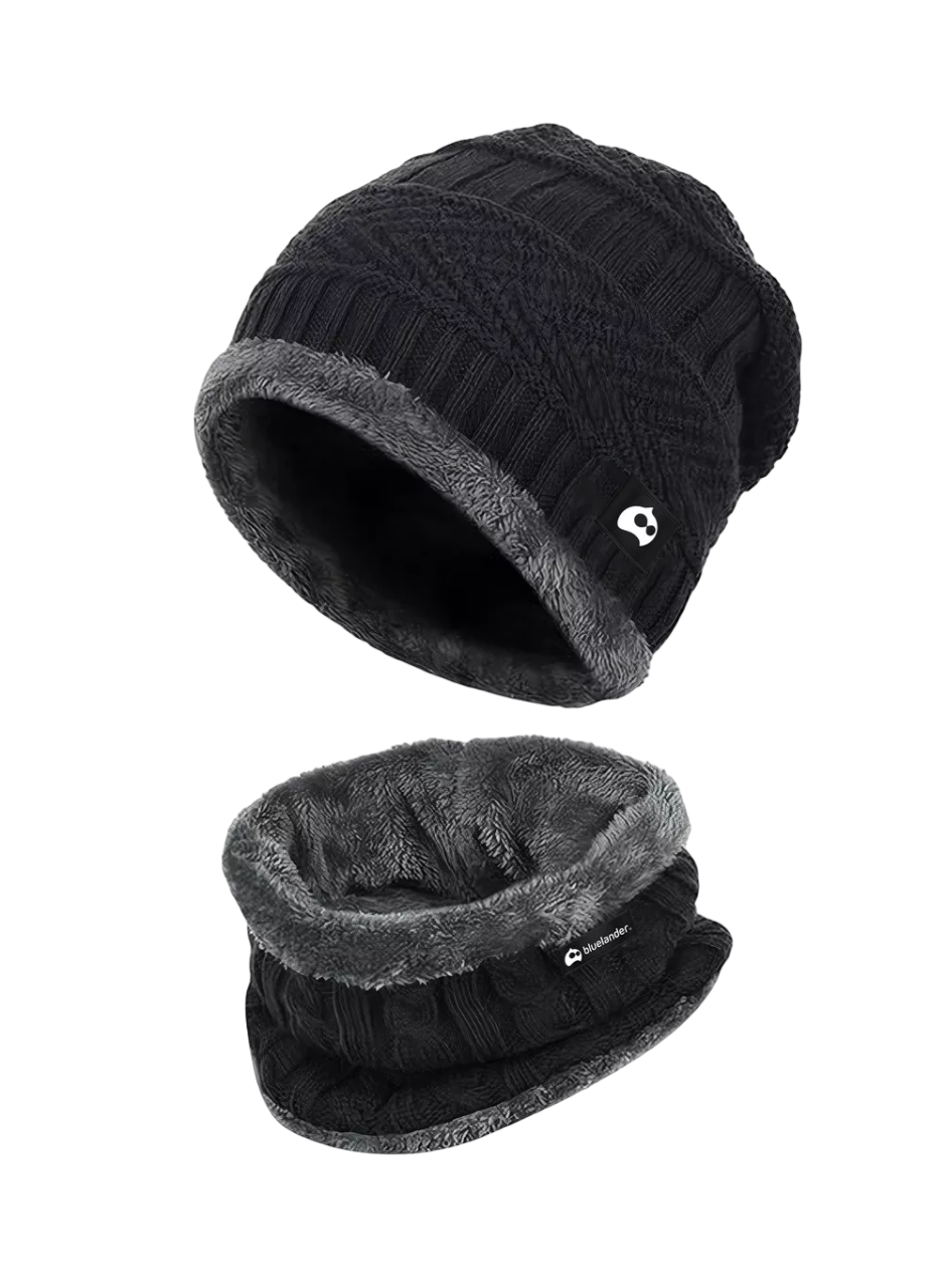 Foto 2 pulgar | Conjunto de Gorro y Bufanda Tejidos para Frio Invierno Unisex 2 pzas Negro