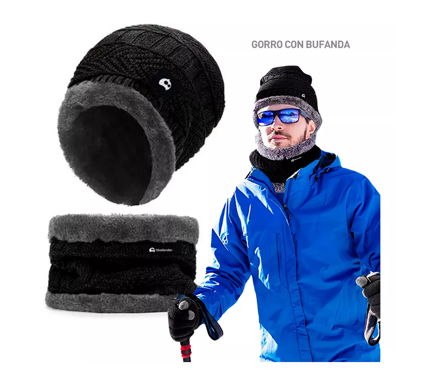 Foto 3 pulgar | Conjunto de Gorro y Bufanda Tejidos para Frio Invierno Unisex 2 pzas Negro