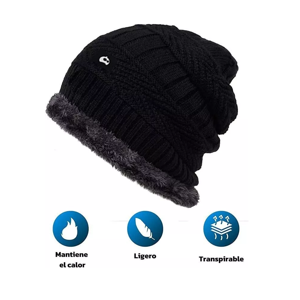 Foto 5 pulgar | Conjunto de Gorro y Bufanda Tejidos para Frio Invierno Unisex 2 pzas Negro