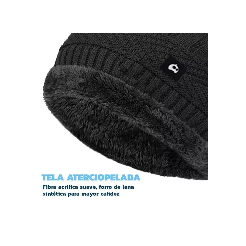 Foto 6 pulgar | Conjunto de Gorro y Bufanda Tejidos para Frio Invierno Unisex 2 pzas Negro