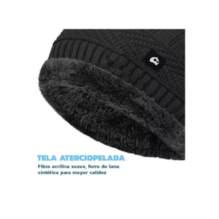 Foto 5 | Conjunto de Gorro y Bufanda Tejidos para Frio Invierno Unisex 2 pzas Negro