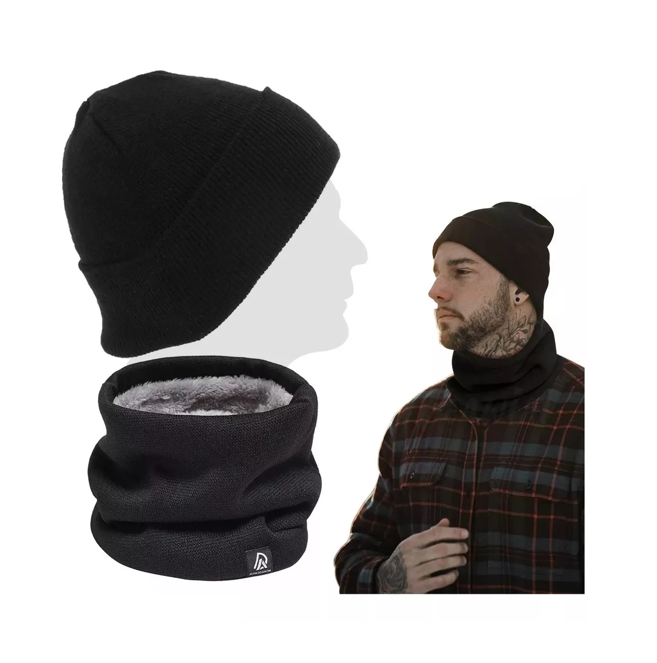 Foto 3 pulgar | Conjunto de Gorro y Bufanda Tejidos para Frio Invierno Unisex 2 pzas