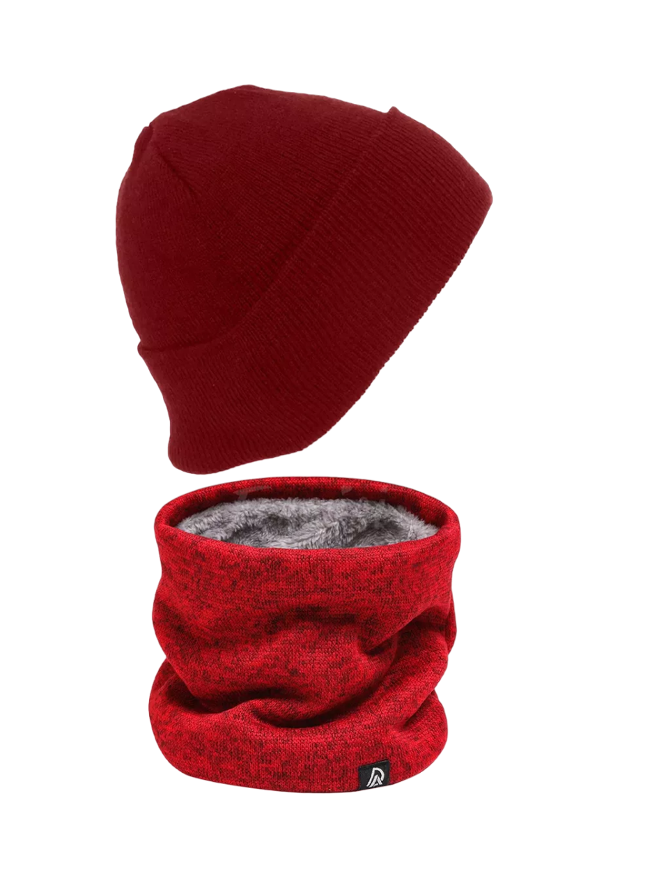 Foto 2 pulgar | Conjunto de Gorro y Bufanda Tejidos para Frio Invierno Unisex 2 pzas Rojo