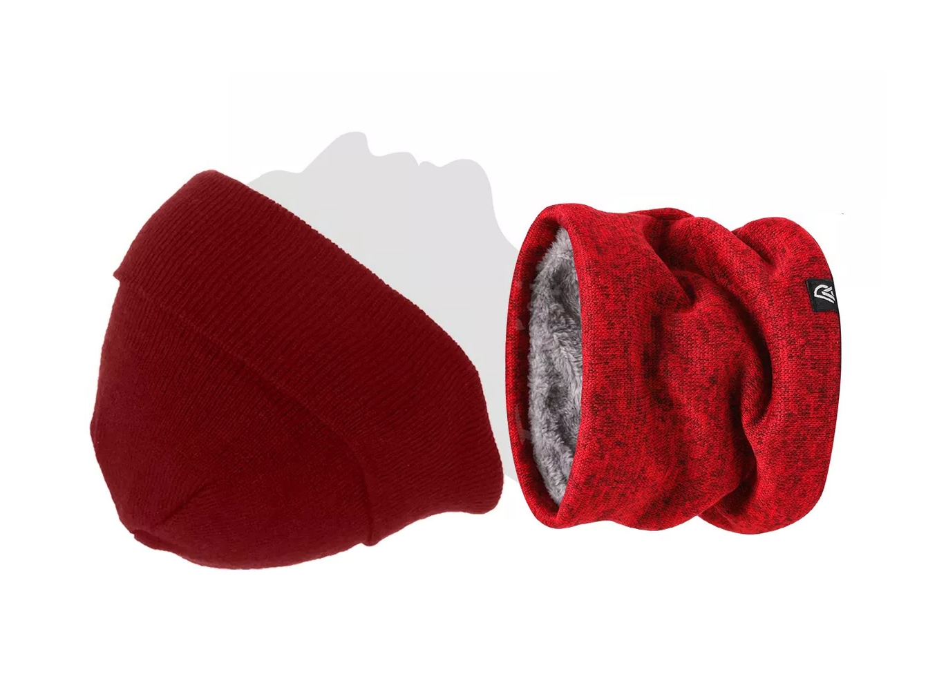 Foto 4 pulgar | Conjunto de Gorro y Bufanda Tejidos para Frio Invierno Unisex 2 pzas Rojo