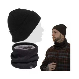 Foto 2 | Conjunto de Gorro y Bufanda Negros Tejidos para Frio Invierno Unisex