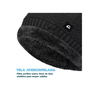 Foto 5 | Conjunto de Gorro y Bufanda Negro para Frio Invierno 2 pzas Unisex