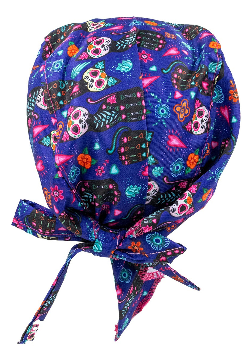 Foto 2 | Gorro Médico Quirúrgico Tela Antifluido Liso Y Estampado, Púrpura Día De Muertos