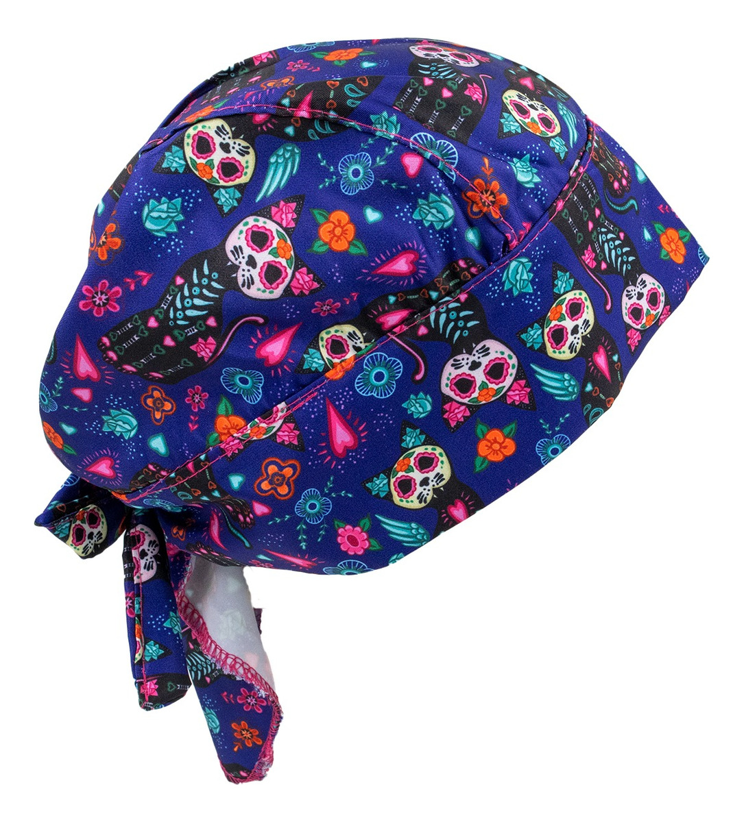 Foto 3 | Gorro Médico Quirúrgico Tela Antifluido Liso Y Estampado, Púrpura Día De Muertos