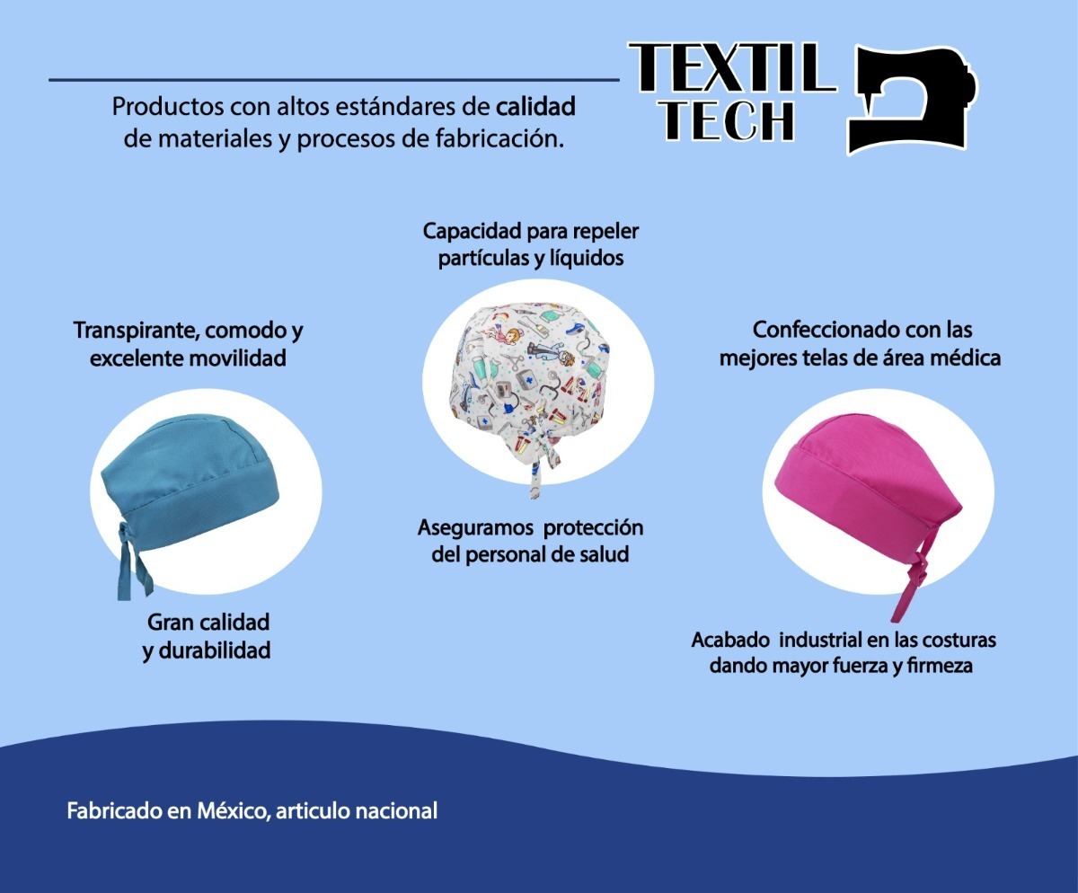Foto 3 | Gorro Médico Quirúrgico Tela Antifluido Liso Y Estampado, Rosa