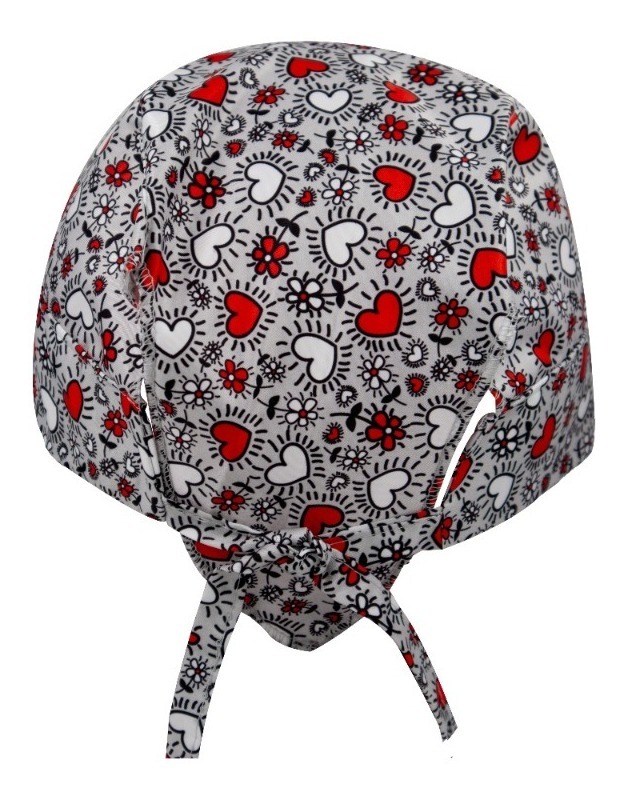 Foto 3 pulgar | Gorro Médico Quirúrgico Tela Antifluido Liso Y Estampado, Gris Corazones