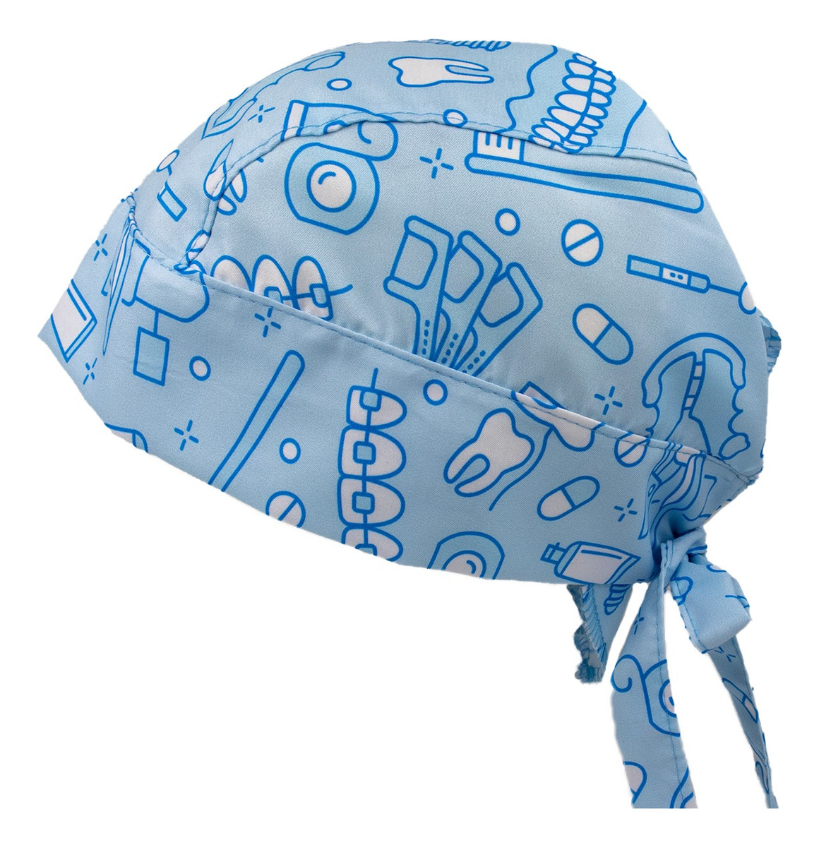 Gorro Médico Quirúrgico Tela Antifluido Liso Y Estampado, Azul Dentista