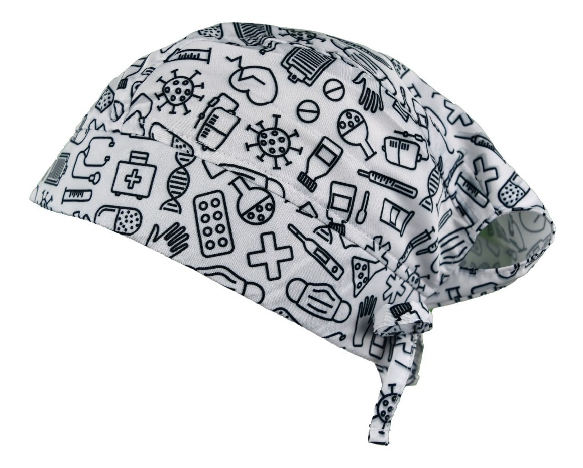 Gorro Médico Quirúrgico Dama Estampado Iconos Médicos