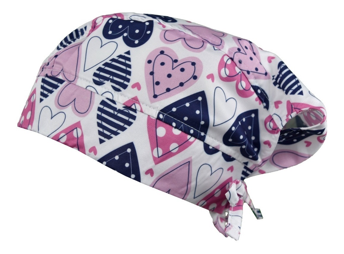 Gorro Médico Quirúrgico Dama Estampado Corazón Con Puntos