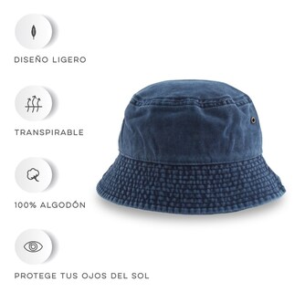 Foto 2 | Gorro Pescador Vintage Deslavado Bucket Hat Hipster Vedicci color Azul
