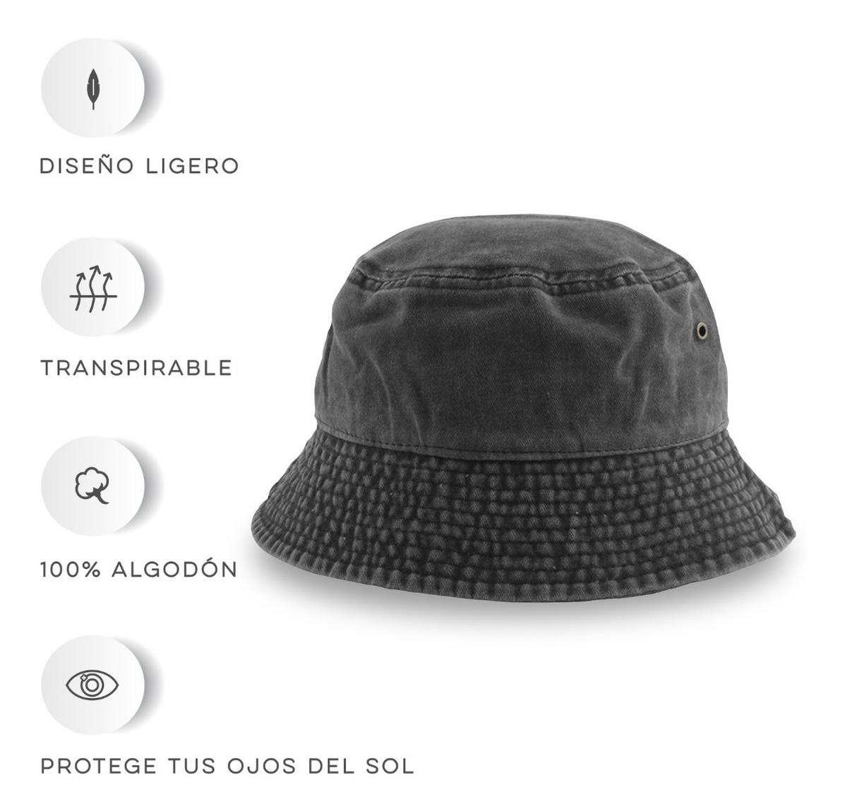 Foto 2 | Gorro Pescador Vintage Deslavado Negro Vedicci - Estilo Aesthetic