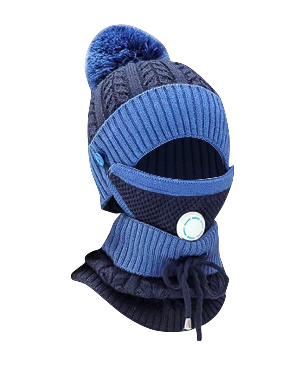 Gorro Tejido Bufanda Cuello Invierno Para Frío Mujer 3 En 1, Azul $609