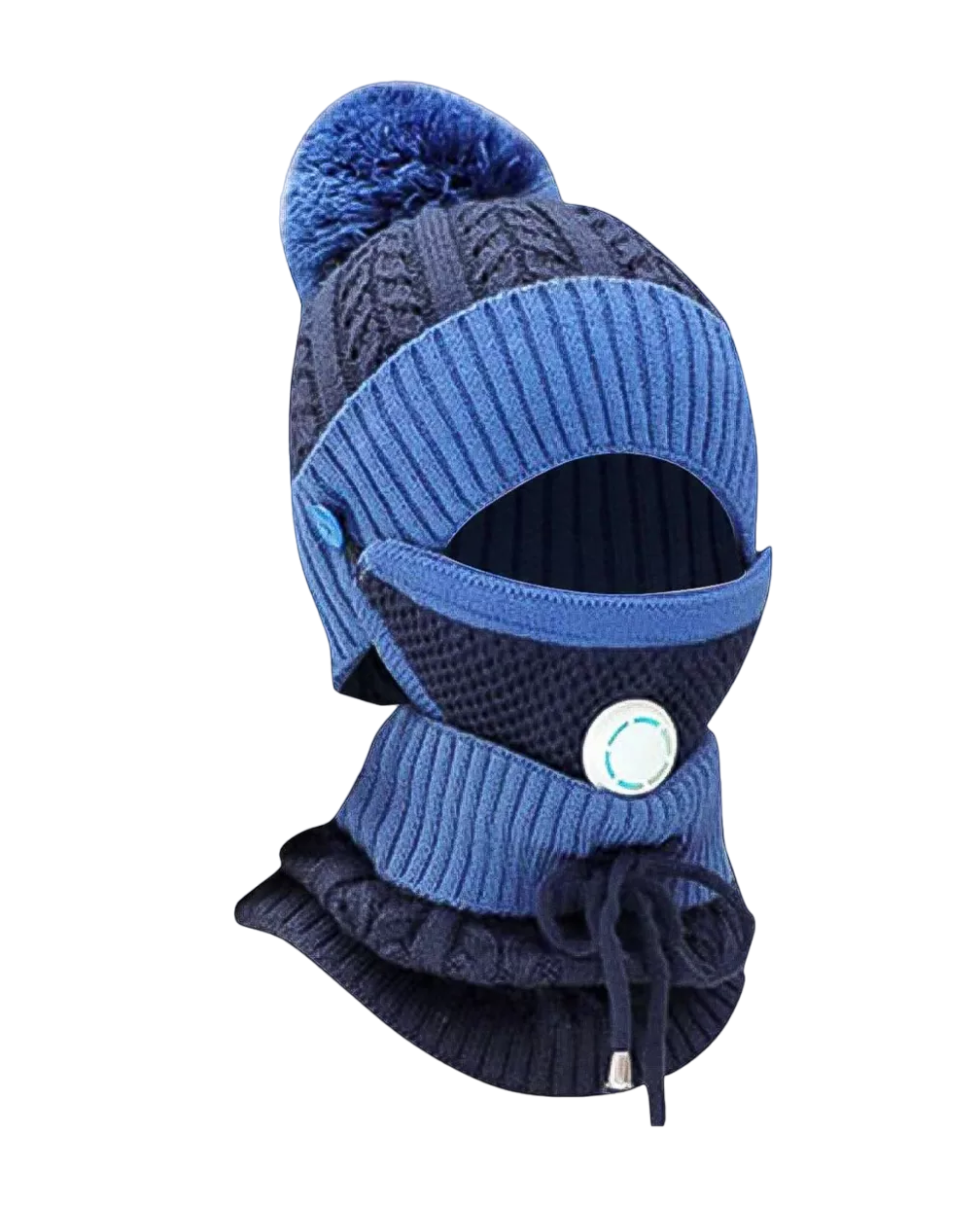 Foto 2 pulgar | Gorro Tejido Bufanda Cuello Invierno Para Frío Mujer 3 En 1, Azul