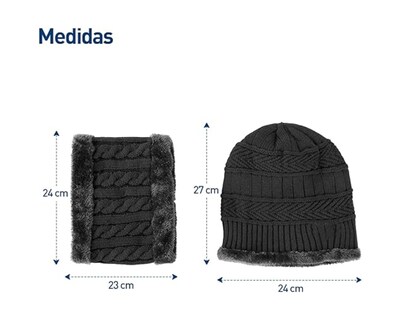 Foto 6 | Gorros De Invierno Bluelander Con Bufanda color Negro Forro De Lana