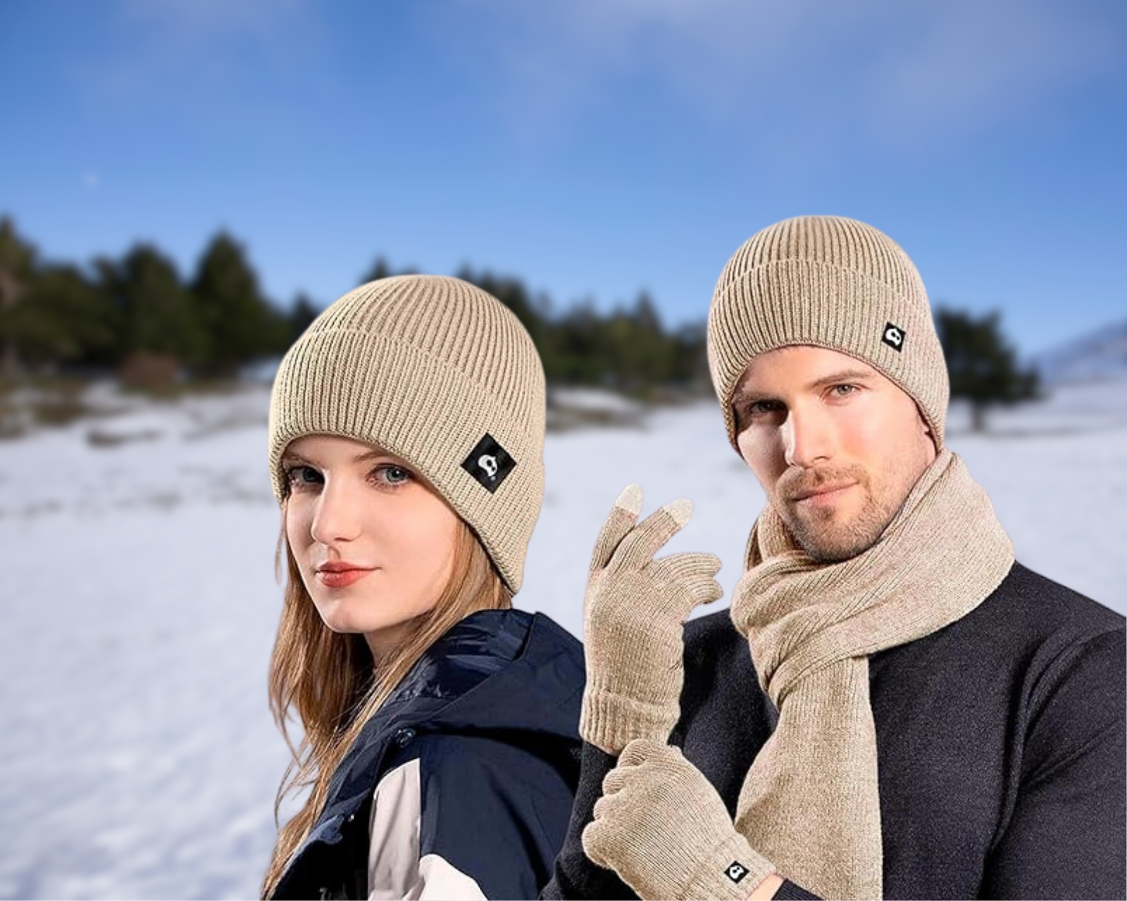 Foto 4 pulgar | Juego De Gorro, Bufanda, Guantes De Pantalla Táctil Térmicos Ajustable Blanco Bluelander