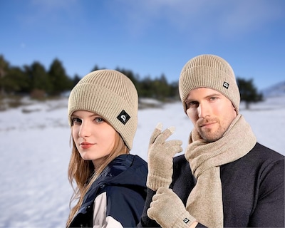 Foto 3 | Juego De Gorro, Bufanda, Guantes De Pantalla Táctil Térmicos Ajustable Blanco Bluelander