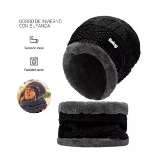Foto 2 | Gorro y Bufanda Negro Belug para Invierno Unisex
