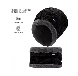 Foto 3 | Gorro y Bufanda de Invierno Unisex Negro