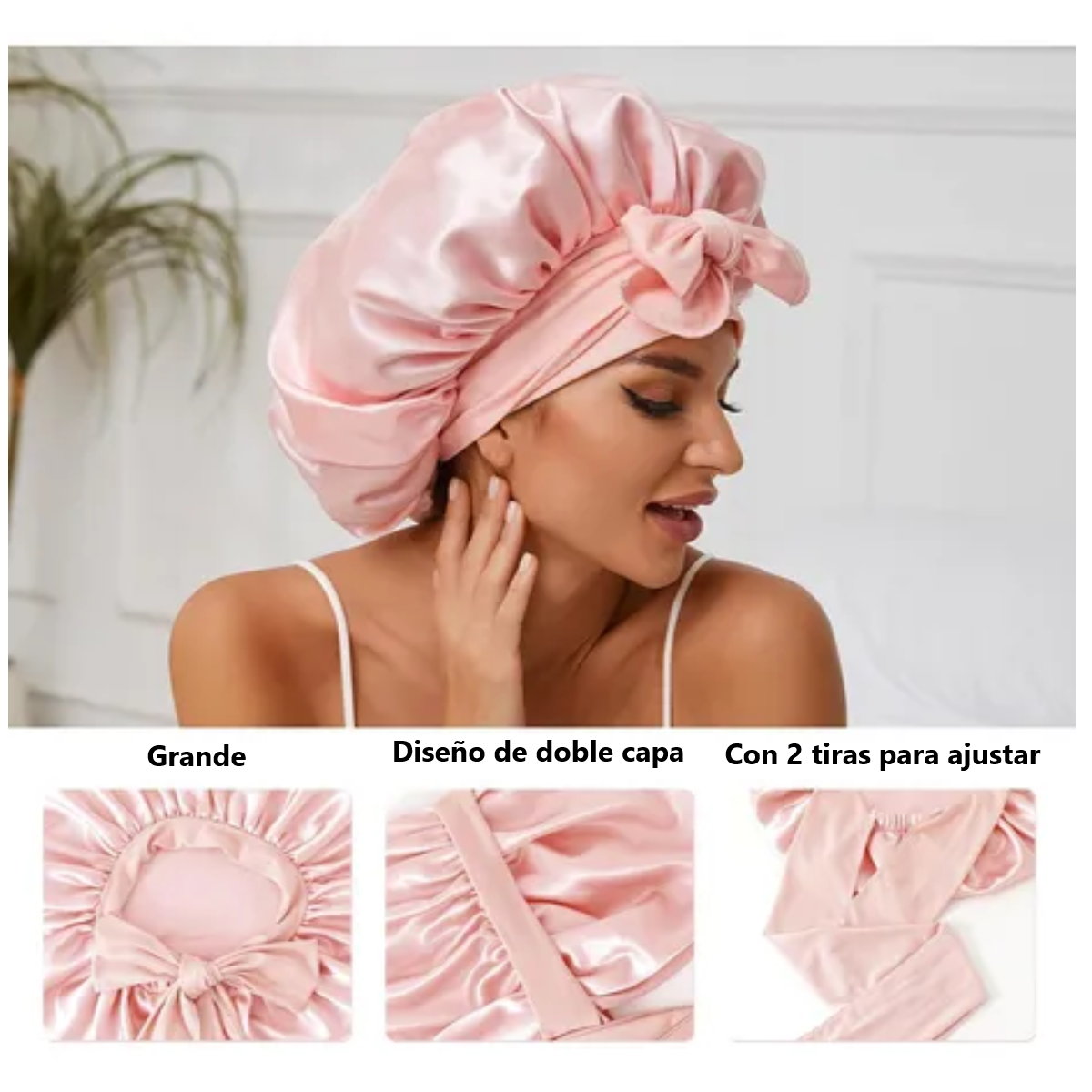 Foto 3 pulgar | Gran Gorro De Seda Para Dormir Eo Safe Imports Esi-18654 Rosa