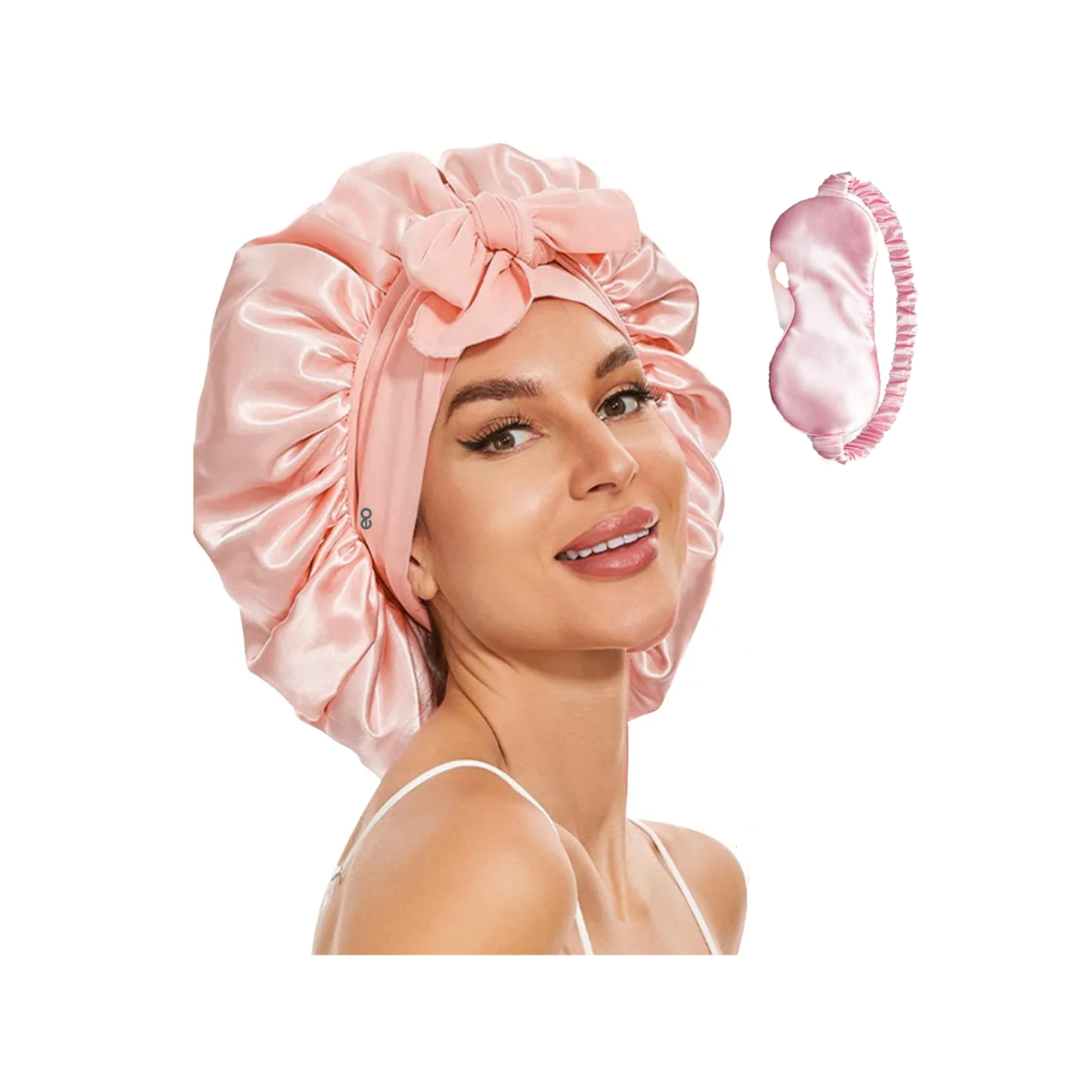 Gorro De Seda Para Dormir Y Máscara De Ojos 2pzs Eo Safe Imports Esi-18653 Rosa