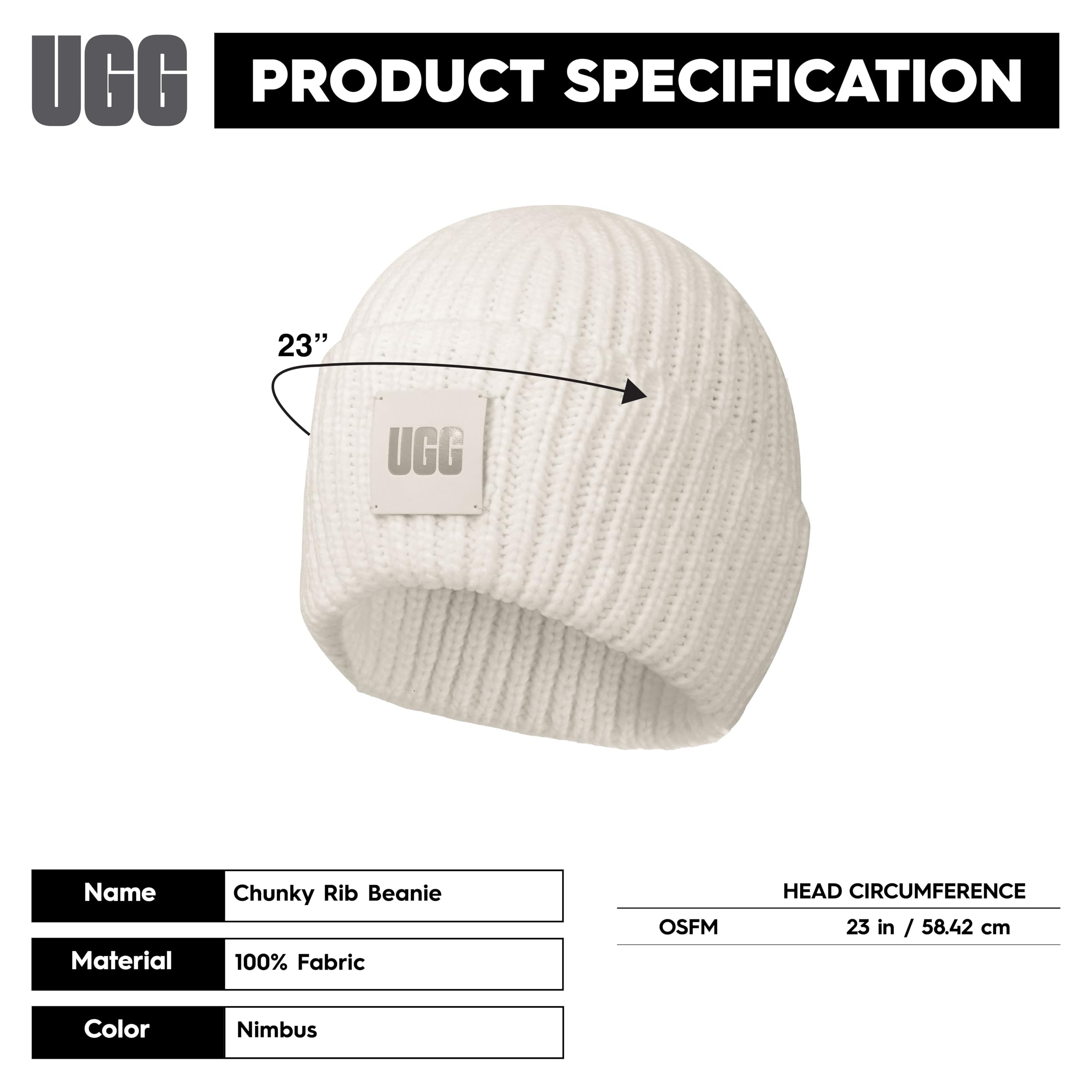 Foto 6 | Gorro Ugg Nimbus Con Logo Acanalado Grueso Para Mujer - Venta Internacional.