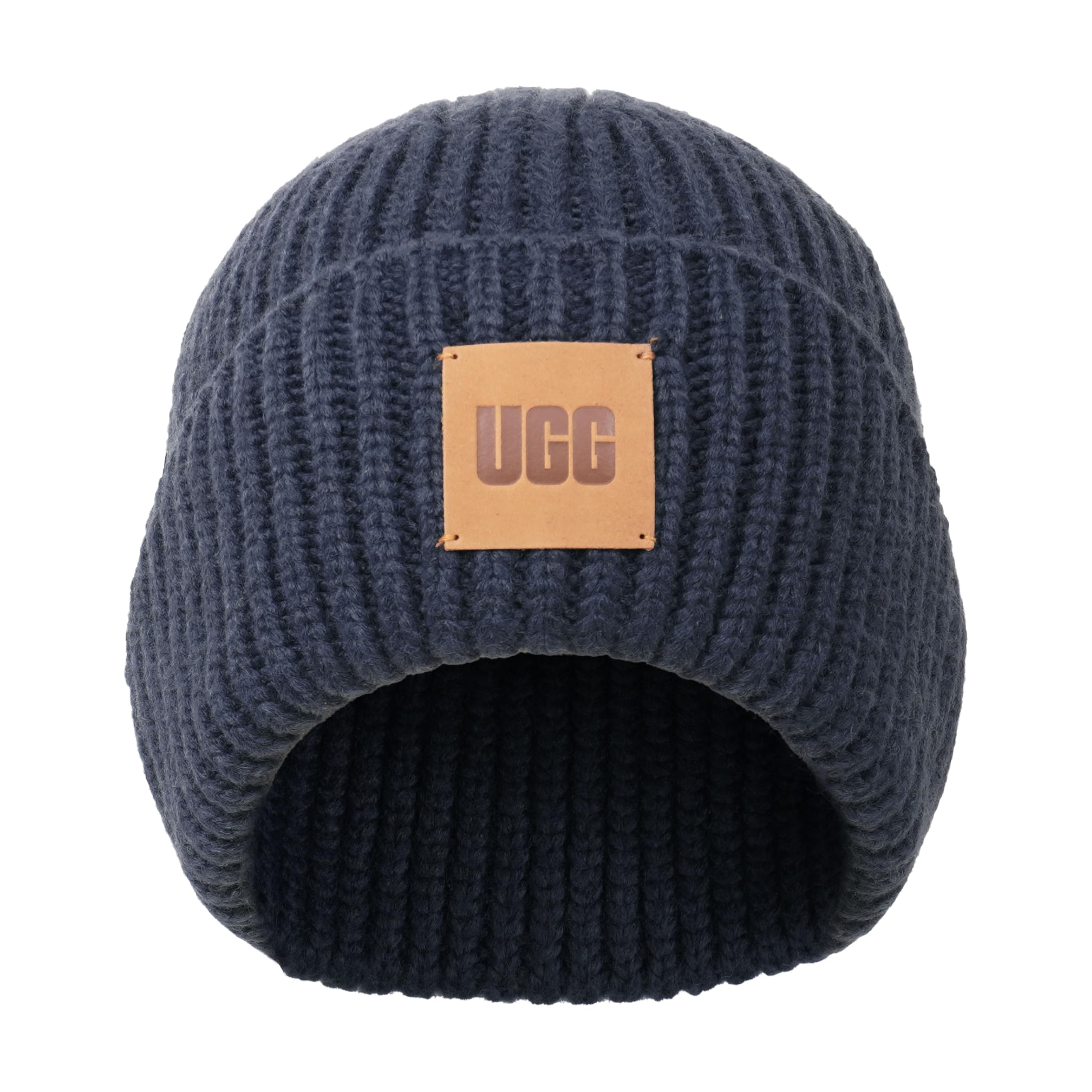Foto 2 pulgar | Gorro Ugg Para Mujer Con Logotipo Acanalado Grueso, Azul Marino, Acrílico, Nailon Y Lana - Venta Internacional.