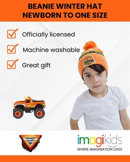 Foto 2 | Gorro De Invierno Beanie Monster Jam El Toro Loco Naranja/amarillo - Venta Internacional.