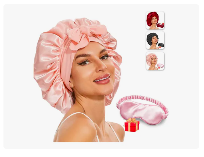 Foto 2 pulgar | Kit De Sueño De Lujo Xtellar: Gorro De Seda Y Antifaz Aterciopelados Para Mujer