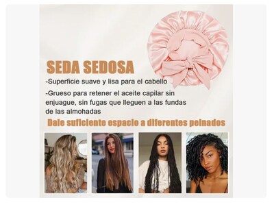 Foto 3 | Kit De Sueño De Lujo Xtellar: Gorro De Seda Y Antifaz Aterciopelados Para Mujer