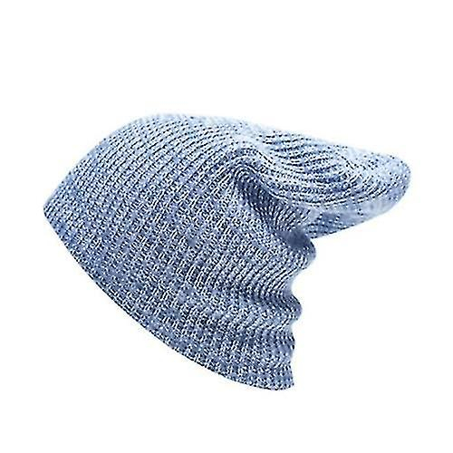 Foto 2 pulgar | Gorro Huoguo  Tejido A Rayas Para Otoño E Invierno  Lana Cálida  Azul Bebé - Venta Internacional.