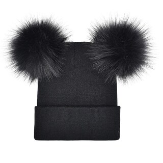 Foto 1 | Sombrero Huoguo Cálido Para Invierno Punto De Ganchillo Doble Pompón De Piel Sintética - Venta Internacional.