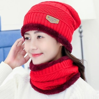 Foto 1 | Gorro Unisex Para Pared Gorro De Invierno Bufanda Grueso Rojo - Venta Internacional.