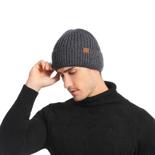 Foto 2 | Gorro De Punto Huoguo Gorro De Lana De Doble Capa De Terciopelo Cálido - Venta Internacional.